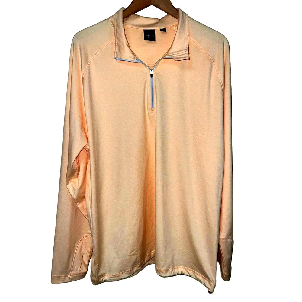 X-Large Pull Over TOP Polo Thumb Holes Peach XL Active Shirt Sport Dunning NEW